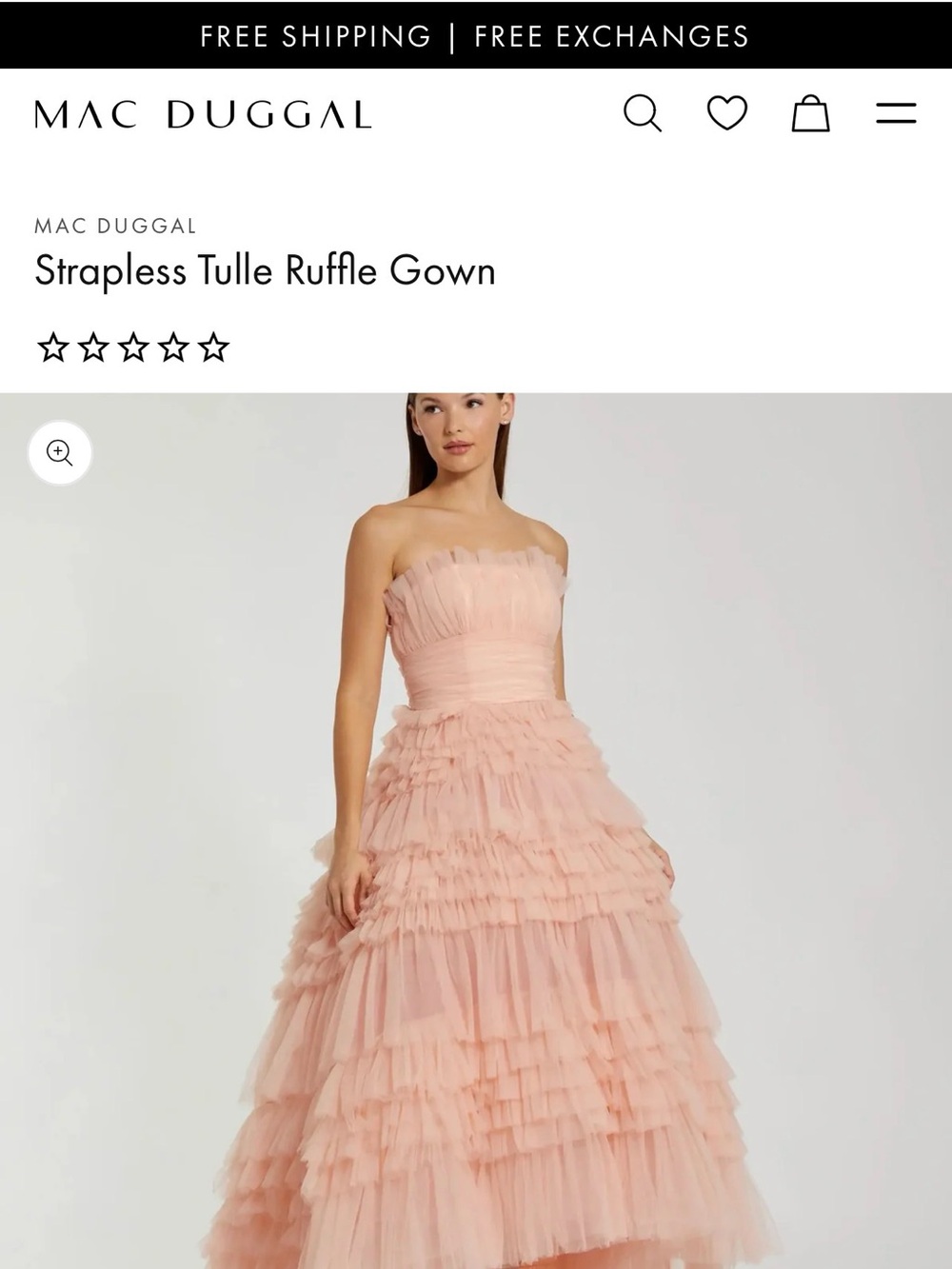 Mac Duggal peach size 14 Strapless Ruffled Tulle Gown